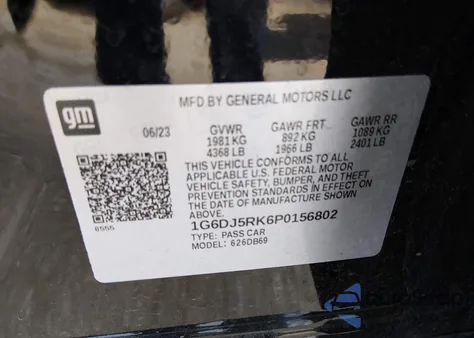 2023 Cadillac Ct4 Luxury из США, поврежденный, VIN 1G6DJ5RK6P0156802